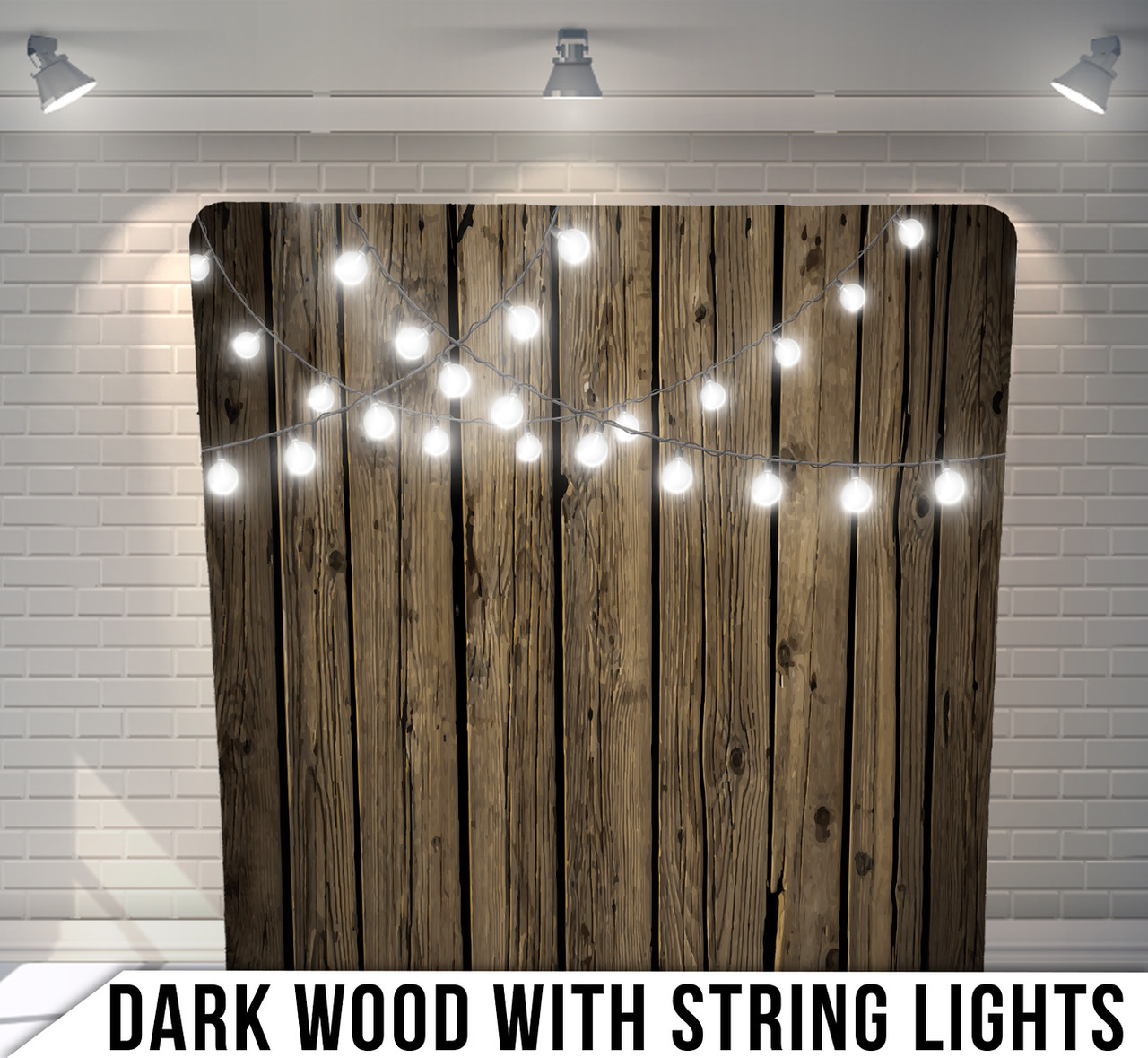 Dark Wood with String Lights backdrop